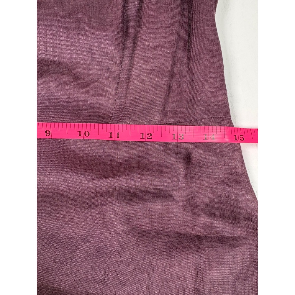Ann Taylor LOFT Plum Purple 100% Linen Pleated Halter Neck Shift Dress Size 4 - Picture 12 of 15